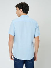 Pepe Jeans Blue Solid Mens Short Sleeves Shirt