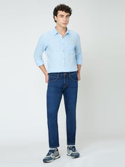 Pepe Jeans Blue Solid Mens Long Sleeves Shirt