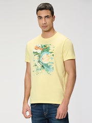 Pepe Jeans Men Yellow Printed Short Sleeves Tshirt