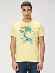 Pepe Jeans Men Yellow Printed Short Sleeves Tshirt