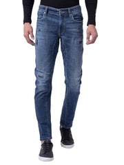 Numero Uno Mens Mid Blue Mid Blue Skinny Fit Low Rise Sustainable Jeans