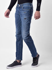 Numero Uno Mens Mid Blue Mid Blue Skinny Fit Low Rise Sustainable Jeans
