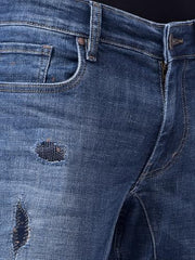 Numero Uno Mens Mid Blue Mid Blue Skinny Fit Low Rise Sustainable Jeans
