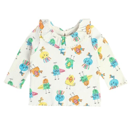 Mini Klub baby girl white knitted cotton top with round neck and full sleeves, suitable for 2-3 years old.