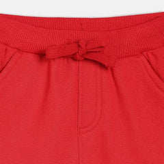 Baby Boys Elasticated Full Length Knitted Blended Cotton Jogger, Pack of 1, Red (2-3Y)