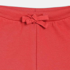 miniklub Baby Girls Elasticated Full Length Knitted Cotton Jogger, Pack of 1, Red (2-3Y)