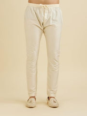 Manyavar Men's Brocade Floral Buta Motifs Kurta Set (Mustard,M)