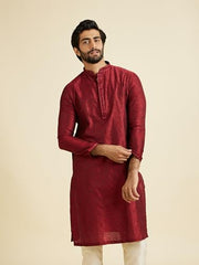 Manyavar Men's Viscose Blend Embroidery Stone Work Kurta Set (Maroon,XXXL)