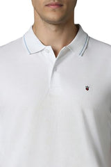 Louis Philippe Men White Solid Polo Neck T-Shirt