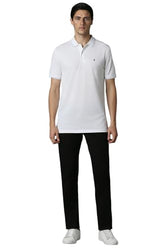 Louis Philippe Men White Solid Polo Neck T-Shirt
