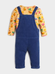 Somersault Pixel Animal girls' bodysuit and dungaree set with colorful pixel animal print, comfortable and adorable for kids.
