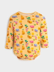 Girls Somersault Pixel Animal Bodysuit and Dungaree Set featuring colorful pixel animal print, soft fabric, and adjustable straps.