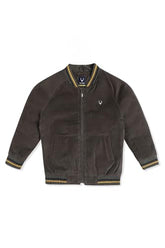 Boys Brown Solid Regular Fit Jacket
