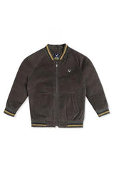 Boys Brown Solid Regular Fit Jacket