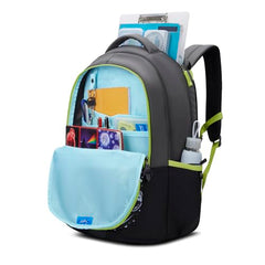 Skybags Klan 37L Astronaut Black Casual Backpack for Boys & Girls with 3 Compartments & Adjustable Shoulder Strap | Quick Access Front Pocket | Pencil Pouch | Perfect for School & Travel - Unisex