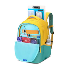 Skybags Klan Plus 37L Caligraphy Yellow Casual Backpack for Boys & Girls with 3 Compartments & Adjustable Shoulder Strap | Quick Access Front Pocket | Pencil Pouch | Perfect for School & Travel-Unisex