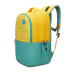 Skybags Klan Plus 37L Caligraphy Yellow Casual Backpack for Boys & Girls with 3 Compartments & Adjustable Shoulder Strap | Quick Access Front Pocket | Pencil Pouch | Perfect for School & Travel-Unisex