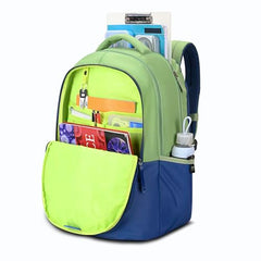 Skybags Klan Plus 37L Caligraphy Green Casual Backpack for Boys & Girls with 3 Compartments & Adjustable Shoulder Strap | Quick Access Front Pocket | Pencil Pouch | Perfect for School & Travel- Unisex