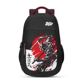 Skybags Kenshi 34L Samurai Black Casual Backpack for Boys & Girls with 3 Compartments & Adjustable Shoulder Strap | Quick Access Front Pocket | Rain Cover | Perfect for School & Travel - Unisex
