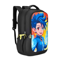 Skybags Manga 27L Anime Black Casual Backpack for Boys & Girls with 3 Compartments & Adjustable Shoulder Strap | Quick Access Front Pocket | Air-Mesh Back Panel | Perfect for School & Travel - Unisex