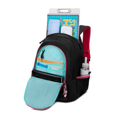 Skybags Glow 37L Black Casual Backpack for Girls with 3 Compartments & Adjustable Shoulder Strap | Quick Access Front Pocket | Side Pockets | Air Mesh Back Panel | Perfect for School & Travel