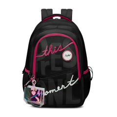 Skybags Glow 37L Black Casual Backpack for Girls with 3 Compartments & Adjustable Shoulder Strap | Quick Access Front Pocket | Side Pockets | Air Mesh Back Panel | Perfect for School & Travel
