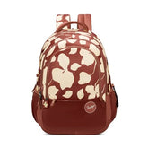 Skybags Stella 37L Brown Floral Print Casual Backpack for Girls with 3 Compartments & Adjustable Shoulder Strap | 16 Inch Padded Laptop Sleeve | Detachable Happy Pouch | Perfect for School & Travel