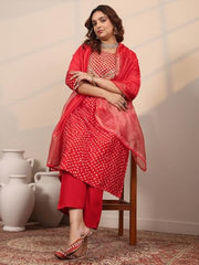 Extra Love By Libas Printed Silk blend Straight Kurta Set for Women (500338-3XL)