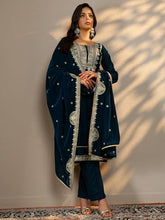 Libas Embroidered Velvet Straight Kurta Set for Women
