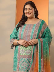 Extra Love By Libas Printed Silk blend Straight Kurta Set for Women (500443-3XL)