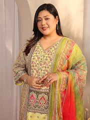 Extra Love By Libas Printed Silk blend Straight Kurta Set for Women (500445-4XL)