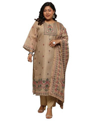 Extra Love By Libas Printed Silk Blend Straight Kurta Set For Women (500488-3Xl)
