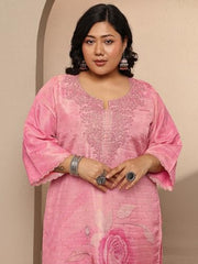 Extra Love By Libas Printed Silk Blend Straight Kurta Set For Women (500493-3Xl)