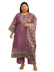 Extra Love By Libas Printed Silk blend Straight Kurta Set for Women (500495-3XL)