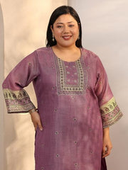 Extra Love By Libas Printed Silk blend Straight Kurta Set for Women (500495-3XL)