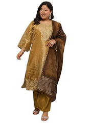 EXTRA LOVE BY LIBAS Printed Silk Blend Straight Kurta Set for Women (500501-3XL)
