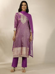 Libas Woven Design Silk Blend Straight Kurta Set For Women (99812M)