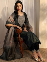 Libas Yoke Design Silk Blend Straight Kurta Set For Women (401179S)