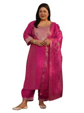 Plue Size Extra Love By Libas Embroidered Silk Blend Straight Kurta Set For Women (500526-3XL)