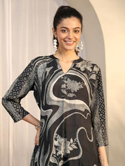 Libas printed muslin straight kurti for ladies, featuring colorful floral design and comfortable fit, casual western style.
