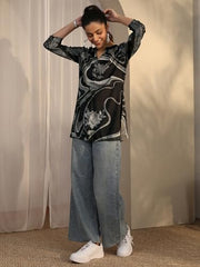 Libas printed muslin straight kurti for women, featuring vibrant patterns and comfortable fit, in a lightweight textile.