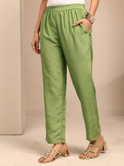 Libas Embroidered Chanderi Cotton Straight Kurta With Trousers and Dupatta-401450S
