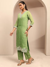 Libas Embroidered Chanderi Cotton Straight Kurta With Trousers and Dupatta-401450S