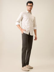 Parx Men Low Rise Tapered Fit Solid Pattern Cotton Blend Flat Front Casual Trouser (Size: 30)-XMTD03646 Dark Green