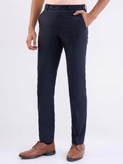 Park Avenue Men Slim Fit Structure Pattern Polyester Blend Flat Front Formal Trouser (Size:104)-PMTQ07877-B8 Blue