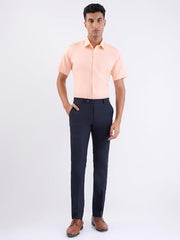 Park Avenue Men Slim Fit Structure Pattern Polyester Blend Flat Front Formal Trouser (Size:104)-PMTQ07877-B8 Blue