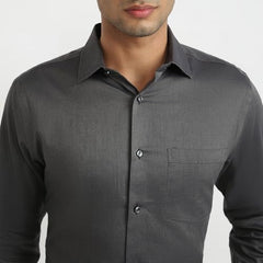 Park Avenue Men Regular Fit Structure Pattern Pure Cotton Semicutaway Collar Full Sleeve Formal Shirt (Size: 40)-PMSK18833-G7 Dark Grey