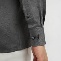 Park Avenue Men Regular Fit Structure Pattern Pure Cotton Semicutaway Collar Full Sleeve Formal Shirt (Size: 40)-PMSK18833-G7 Dark Grey