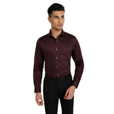 Park Avenue Men Regular Fit Structure Pattern Pure Cotton Semicutaway Collar Full Sleeve Formal Shirt (Size: 42)-PMSK18833-M8 Dark Maroon