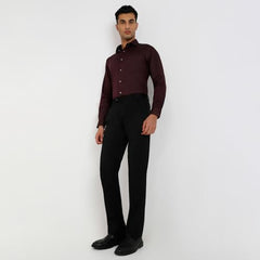 Park Avenue Men Regular Fit Structure Pattern Pure Cotton Semicutaway Collar Full Sleeve Formal Shirt (Size: 42)-PMSK18833-M8 Dark Maroon